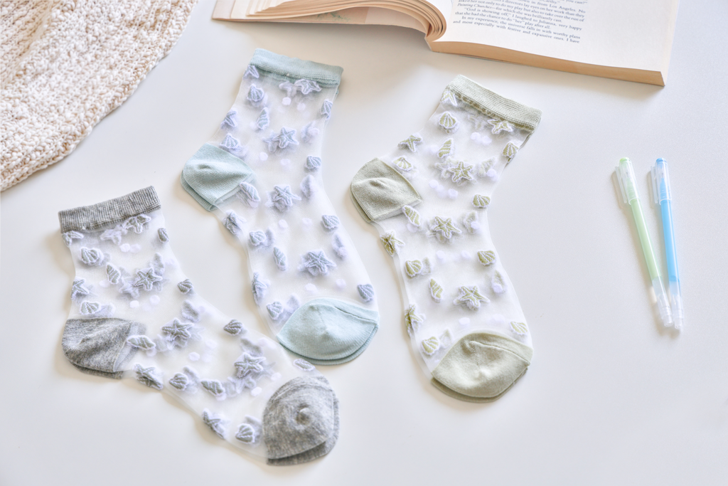 Women's Sheer Socks - Summer Breathable Starfish & Seashell