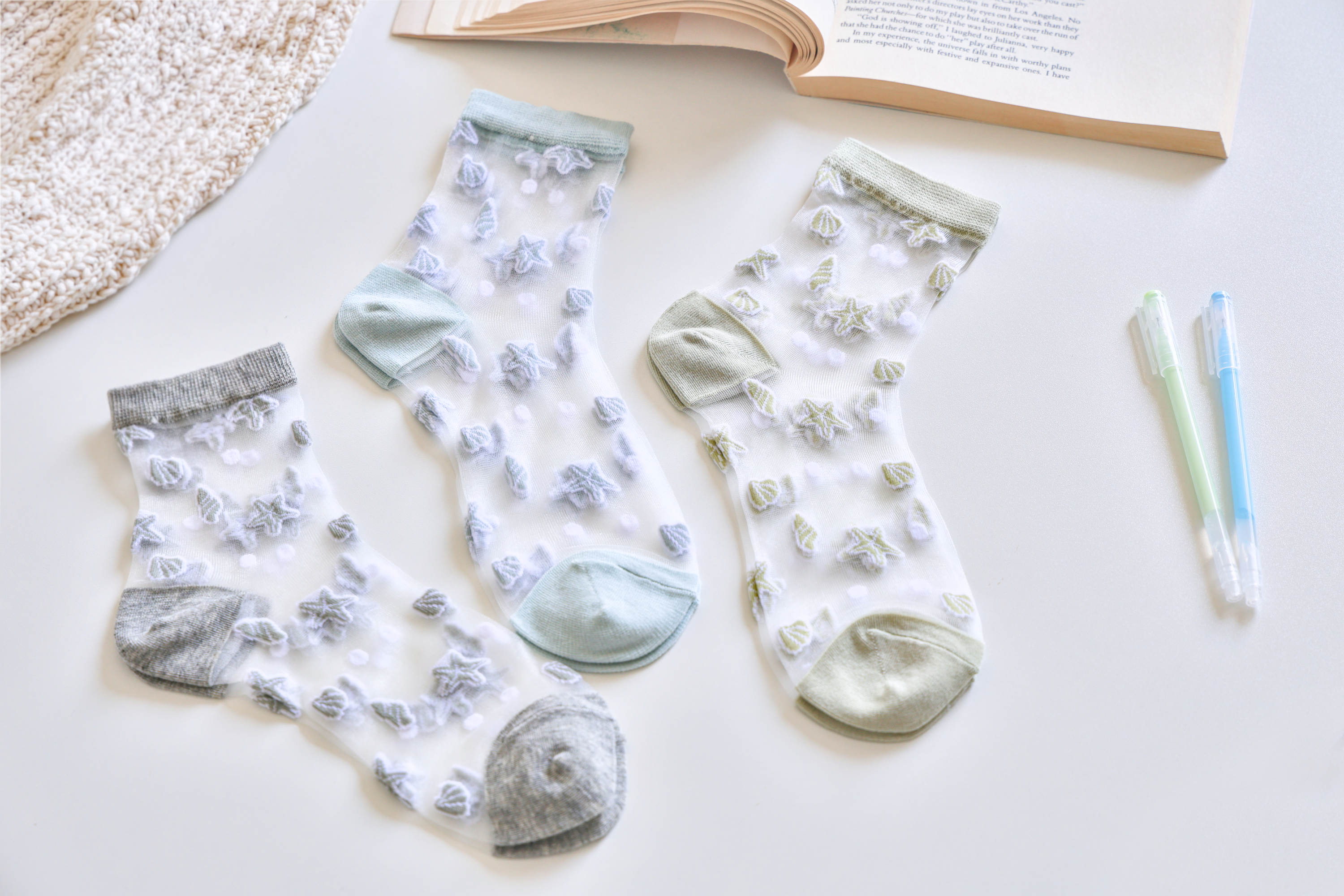 Women's Sheer Socks - Summer Breathable Starfish & Seashell