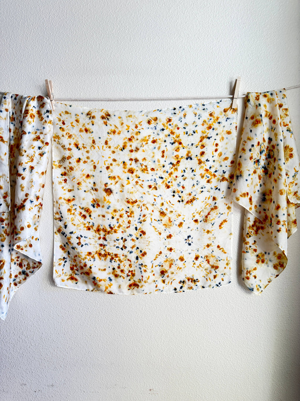 Naturally Dyed Silk Scarf - Rust + Sky