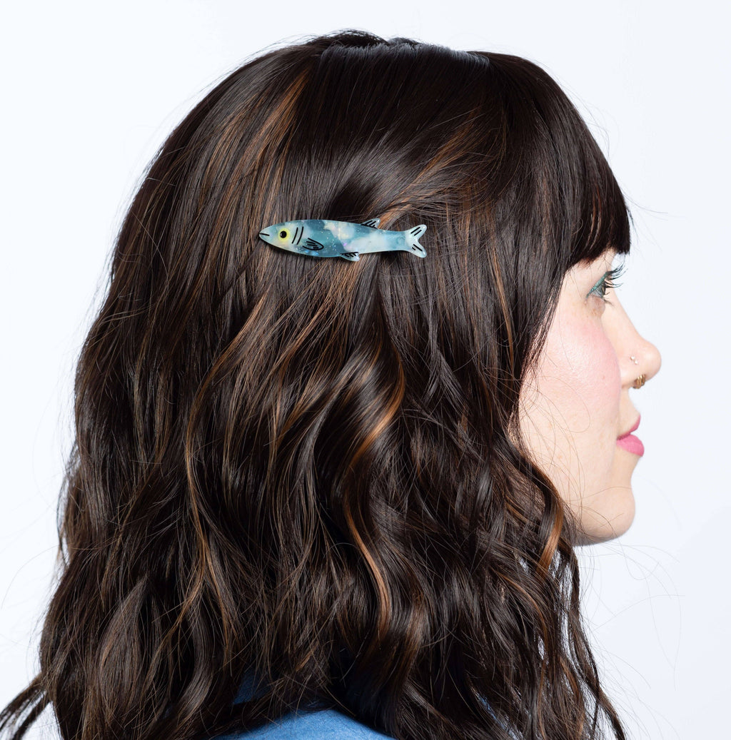 Sardine Alligator Hair Clip Set | Blue