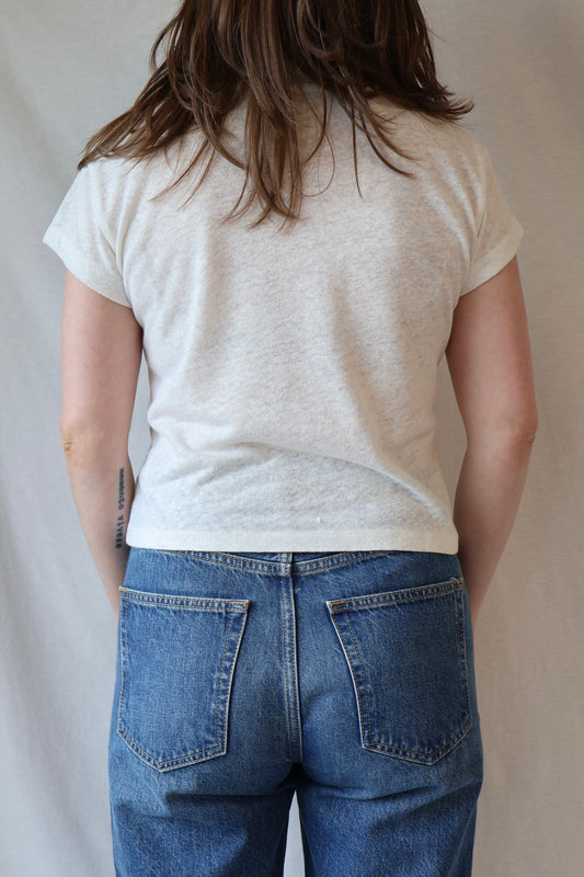 Rosie Linen Blend V-Neck Tee | Natural
