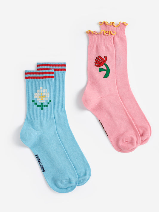 Pixel Daisy Cotton Sock Pack