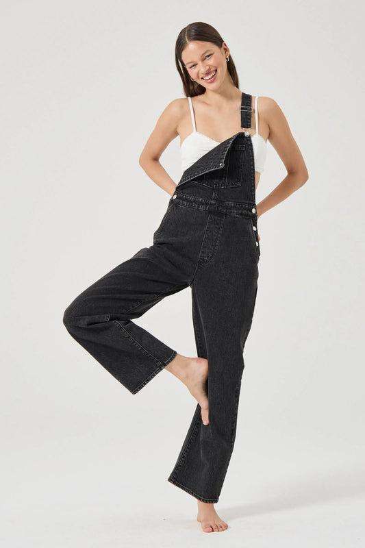 Stevie Relaxed Overalls | Black Sand