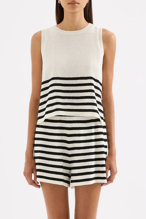 Marika Knit Tank | Black Stripe