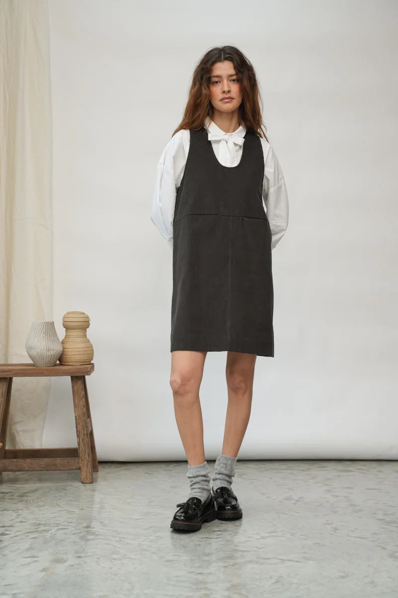 Willow Corduroy Dress | Charcoal