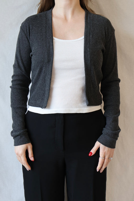 Kelsey Sweater Rib Cardigan | Charcoal