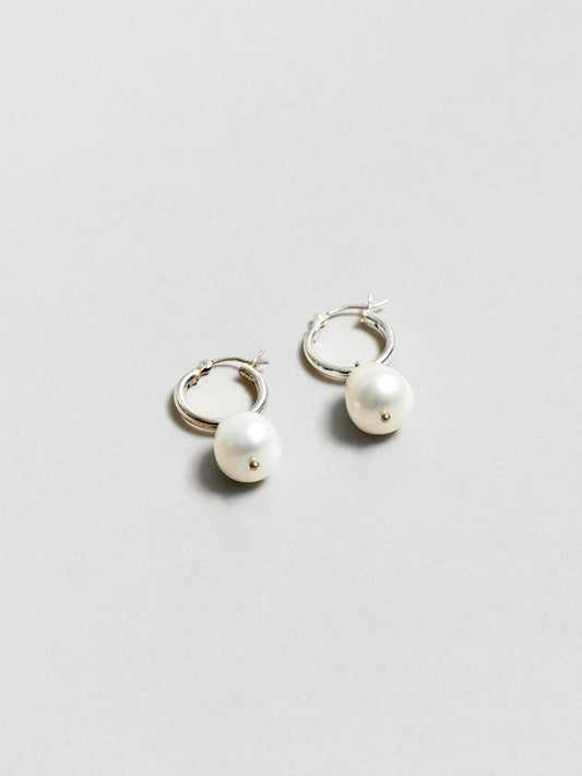 Pearl Hoops | Sterling Silver