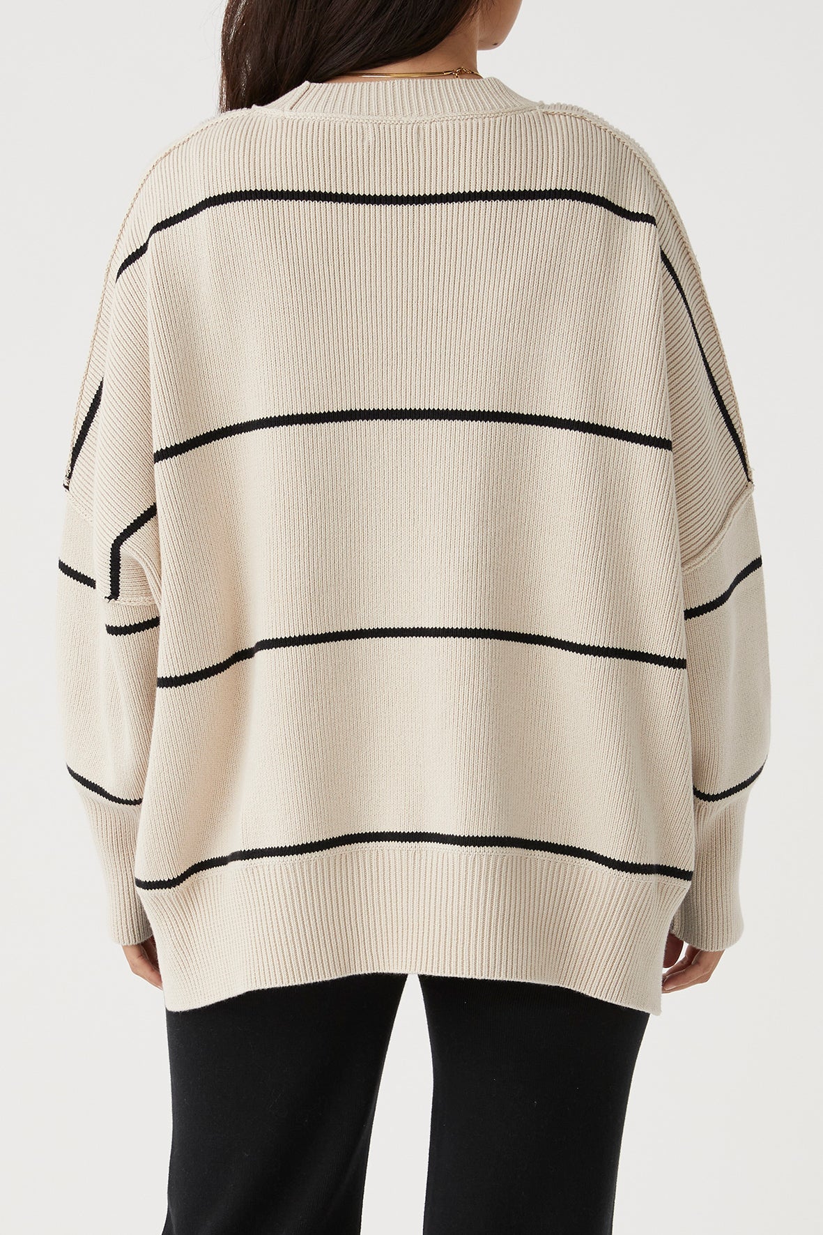 Harper Stripe Sweater | Sand + Black