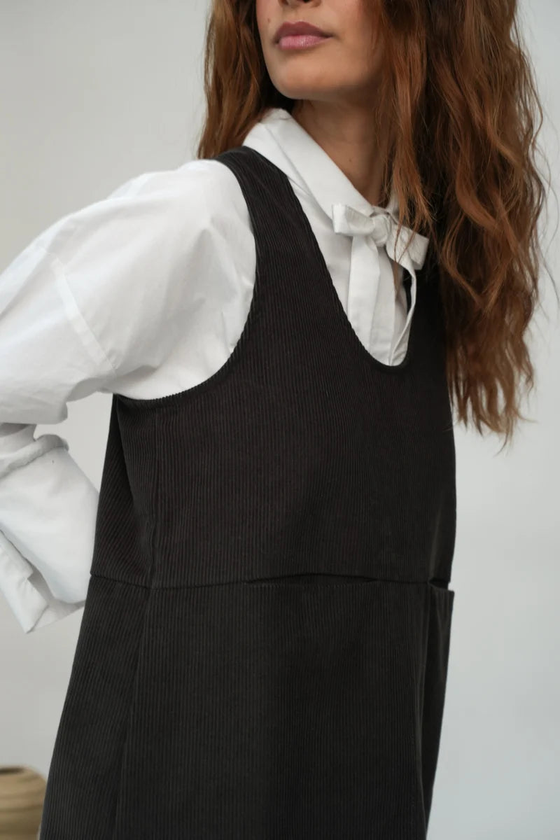 Willow Corduroy Dress | Charcoal