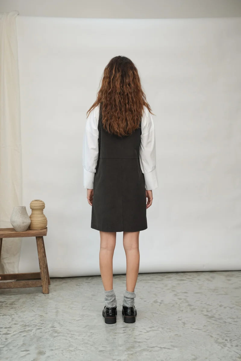 Willow Corduroy Dress | Charcoal