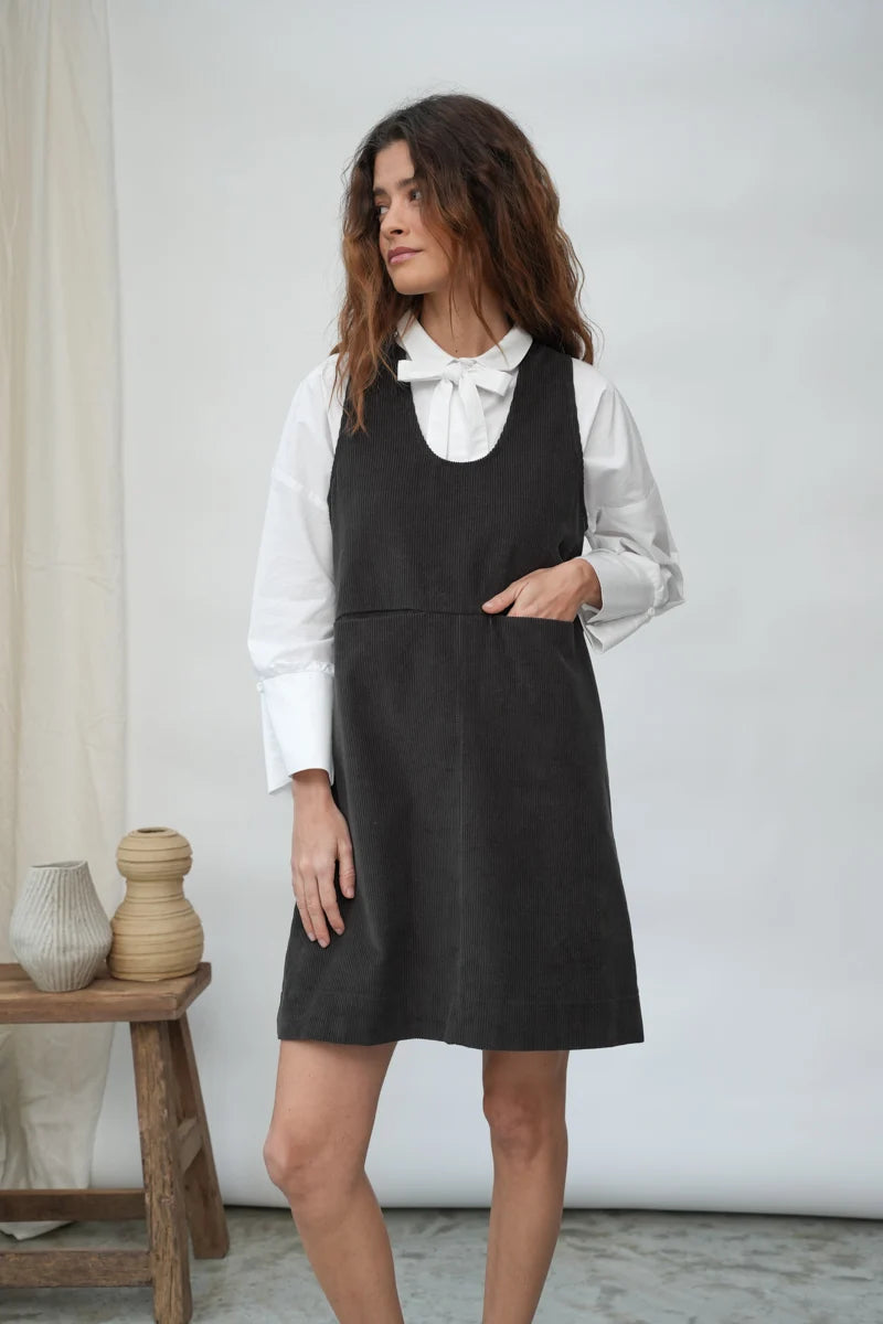 Willow Corduroy Dress | Charcoal