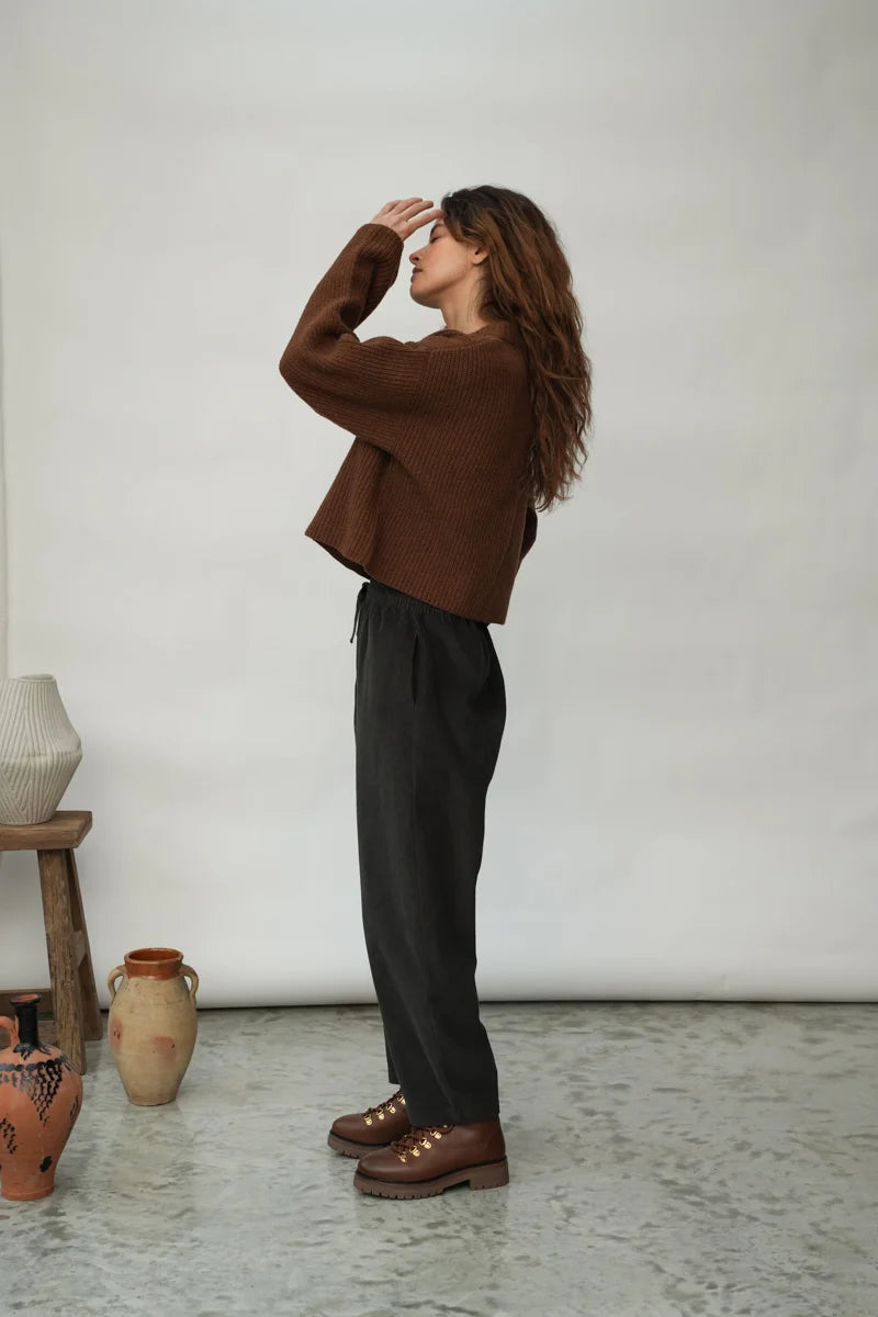 Organic Cotton Courduroy Trousers | Charcoal