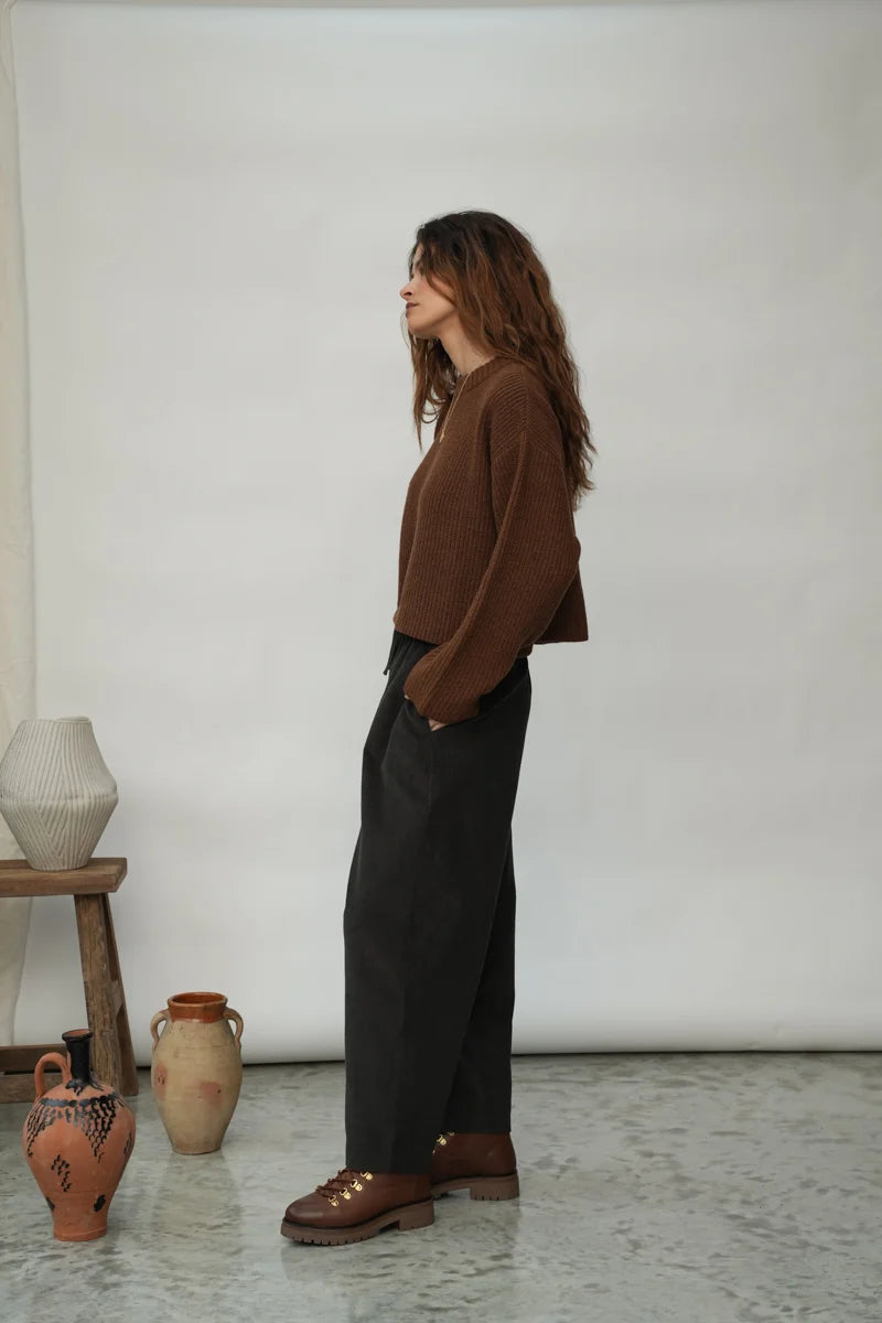 Organic Cotton Courduroy Trousers | Charcoal
