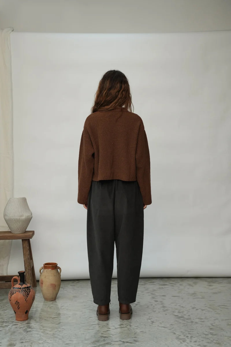 Organic Cotton Courduroy Trousers | Charcoal