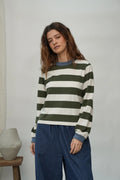 Sierra-Sue Jersey | Olive & Ecru Stripe