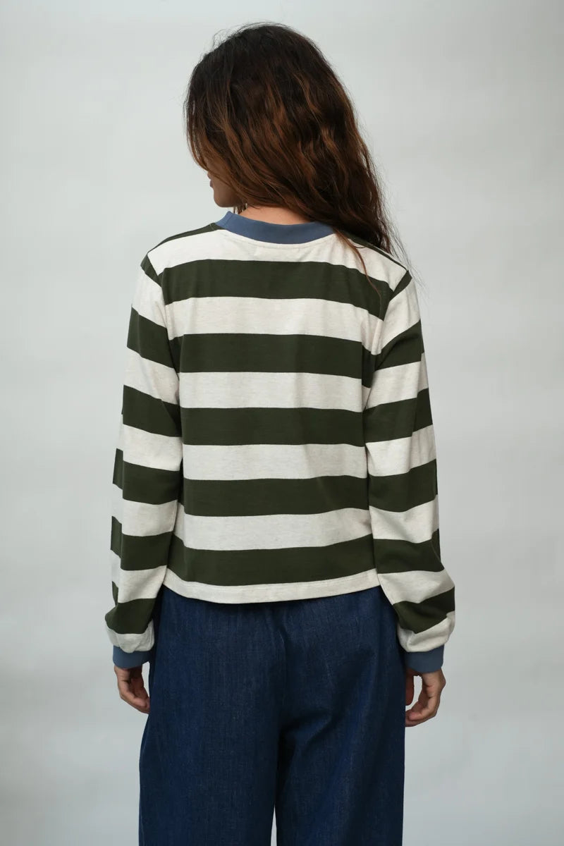 Sierra-Sue Jersey | Olive & Ecru Stripe