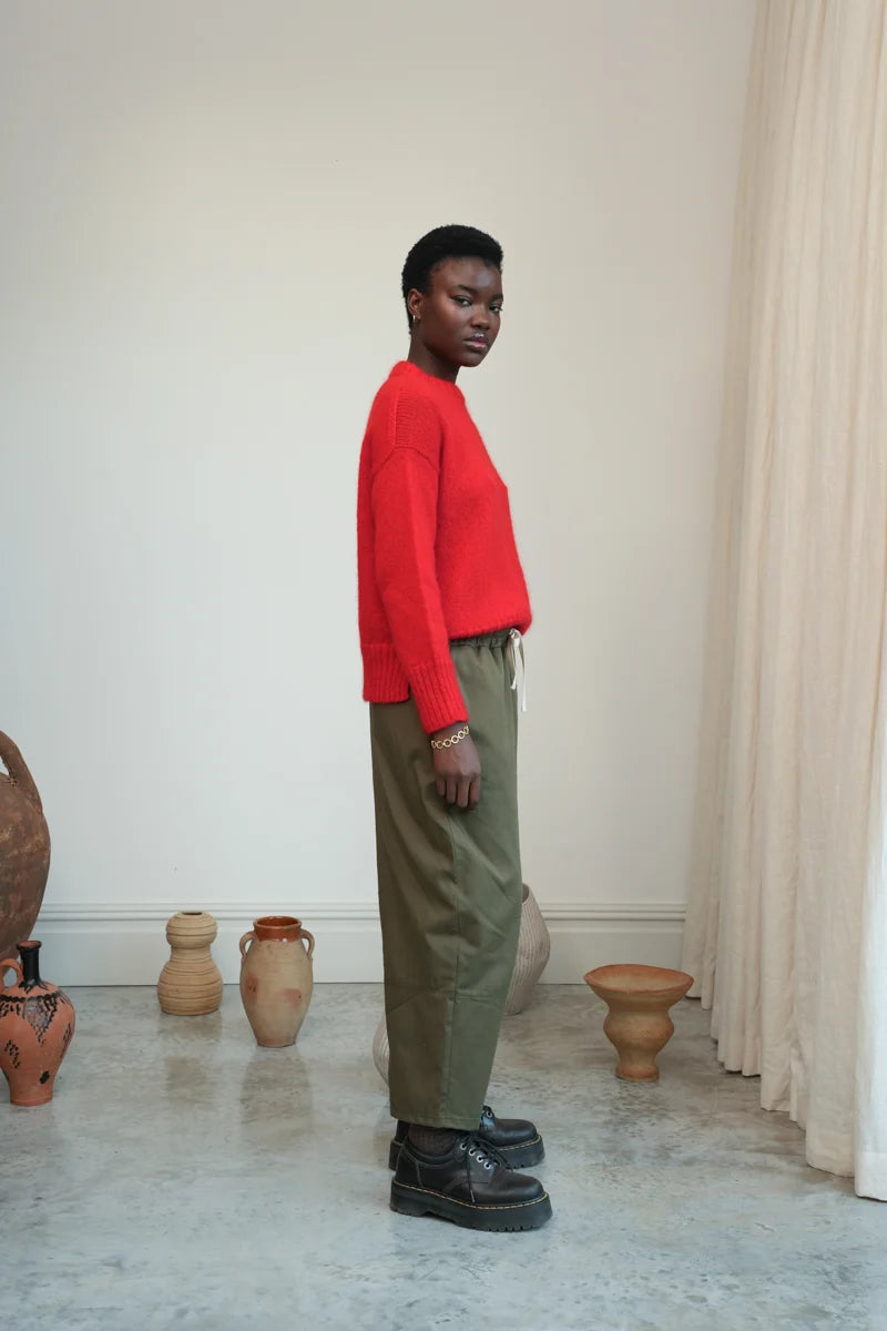 Sofia-Jane Organic Cotton Trousers | Olive