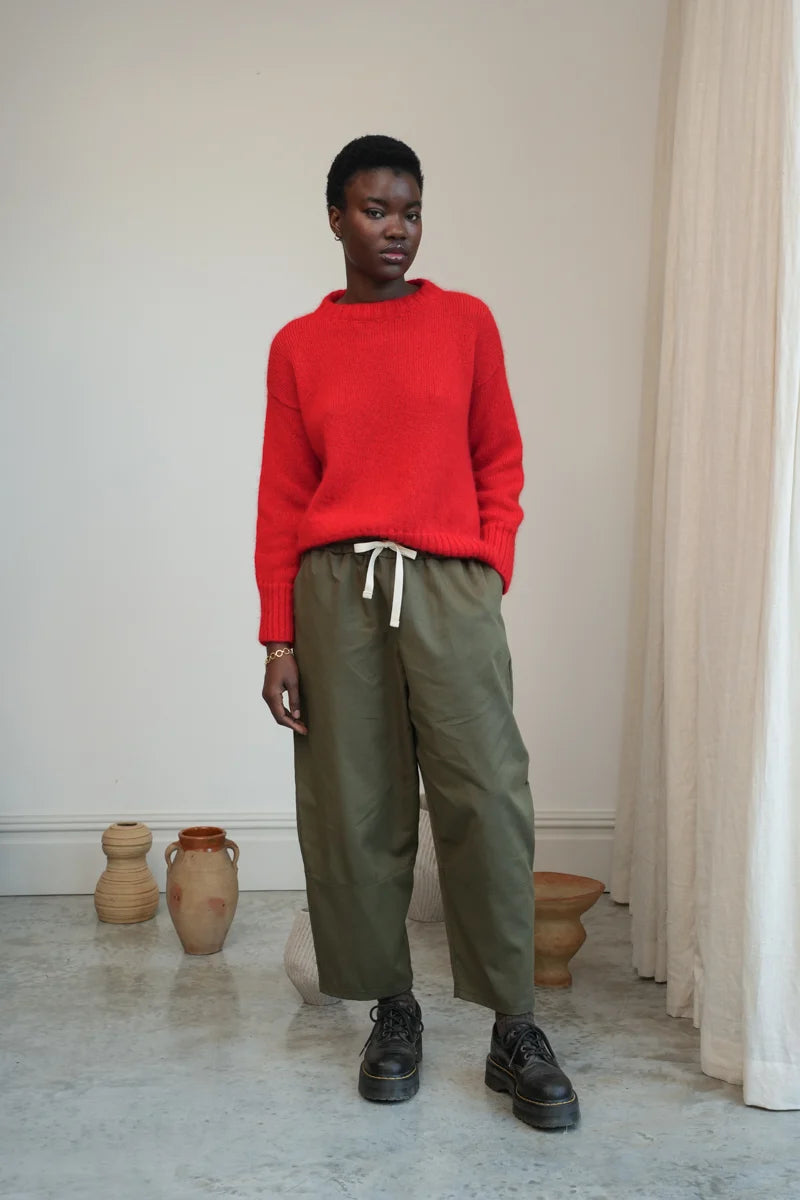 Sofia-Jane Organic Cotton Trousers | Olive