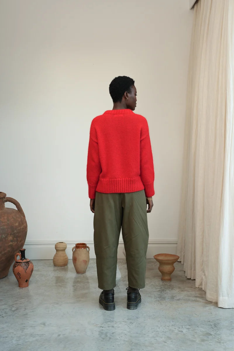 Sofia-Jane Organic Cotton Trousers | Olive
