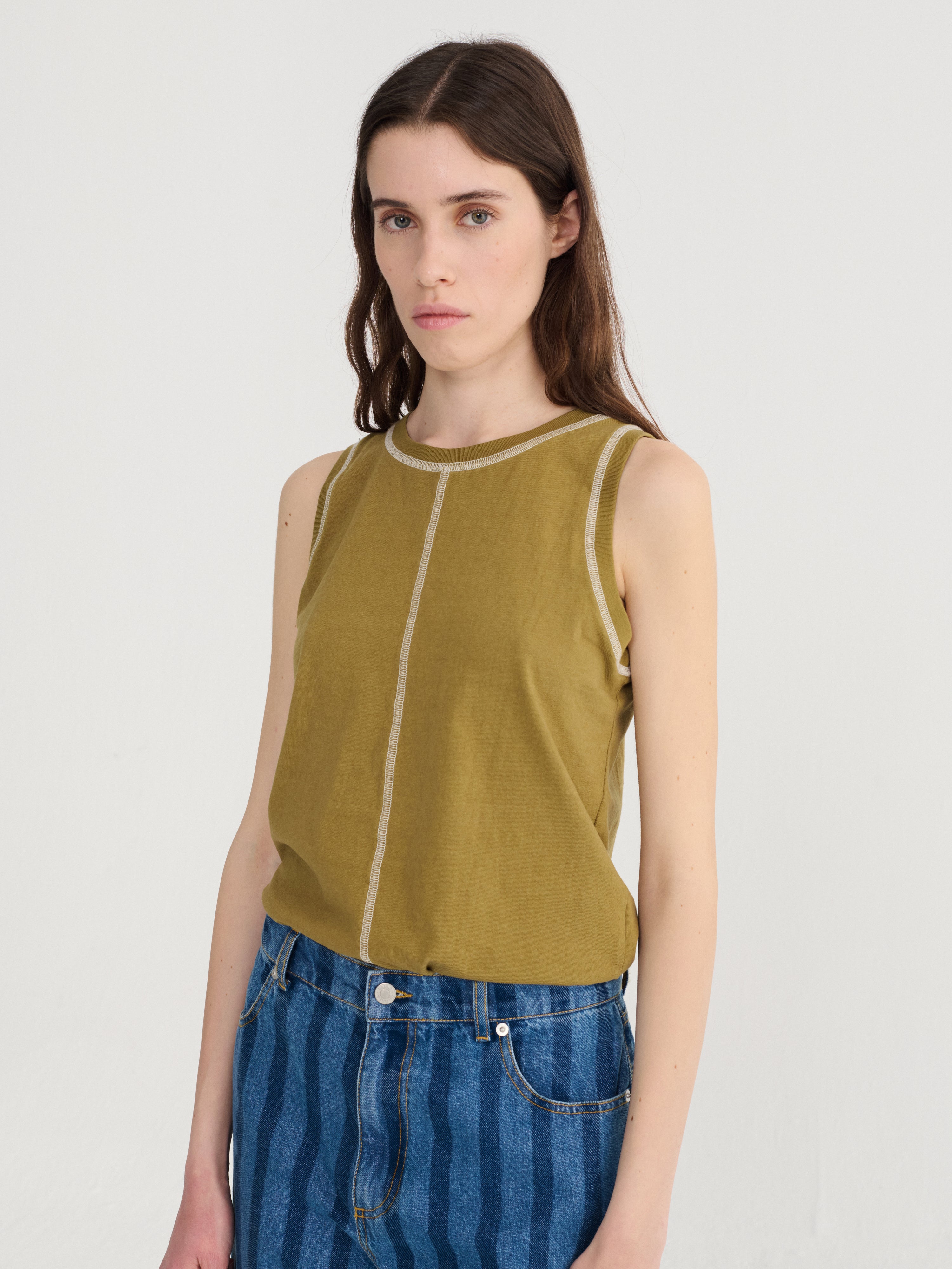 Slub Cotton Tank | Khaki