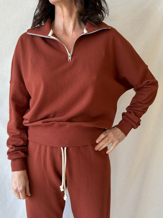 Maren Half Zip Sweatshirt | Russet