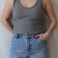 Hazel V-Neck Waffle Tank | Heather Grey