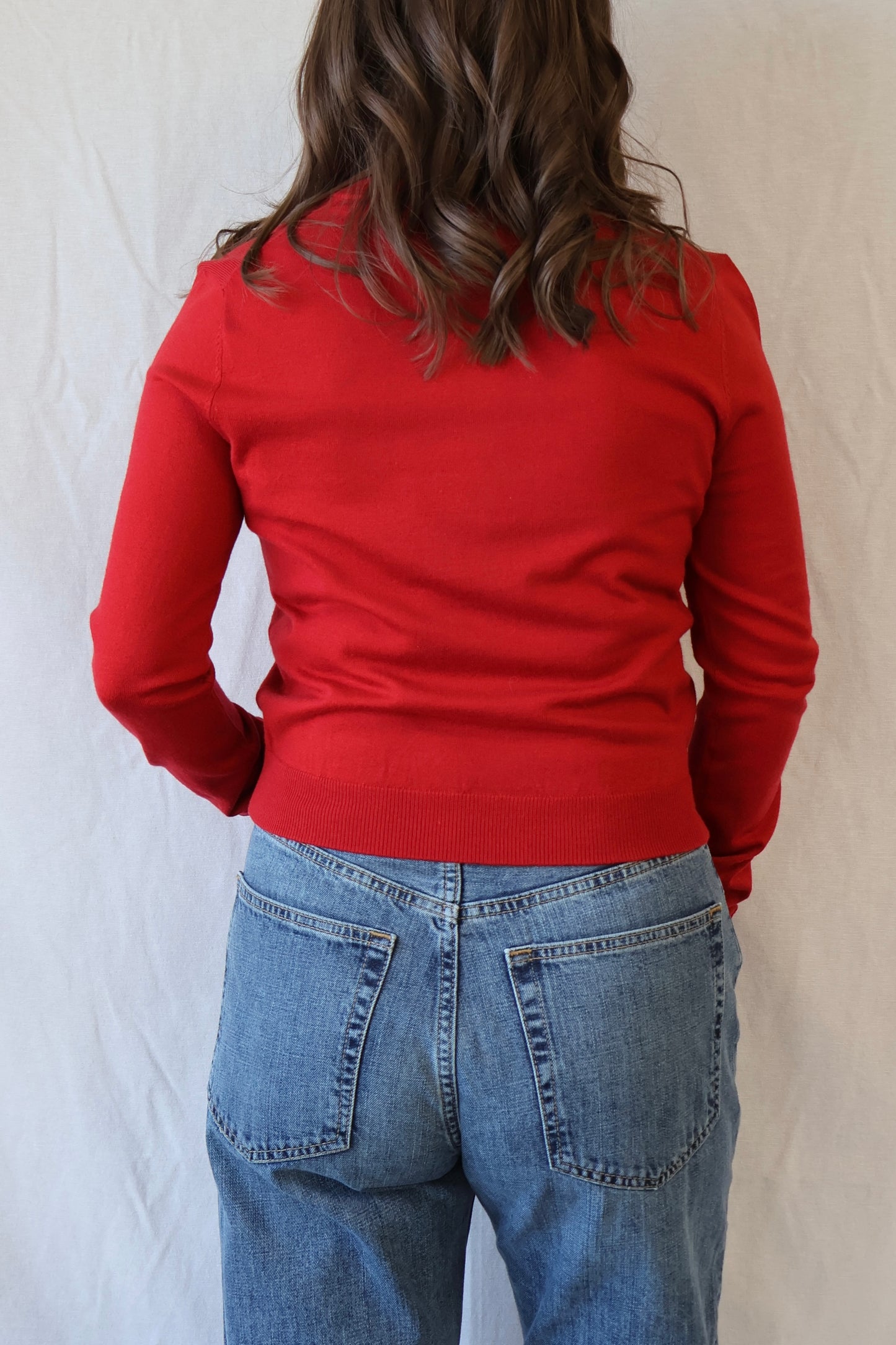 Elvio Merino Blend Cardigan | Vermillion