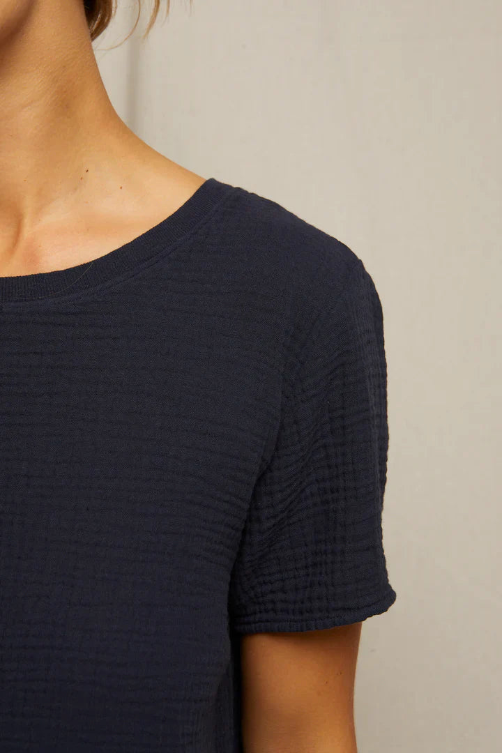 Charlotte Gauze Tee | Navy