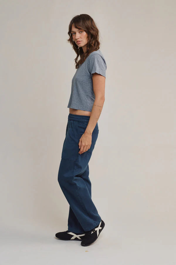 Heathered Cropped Lorel Tee | Deep Indigo