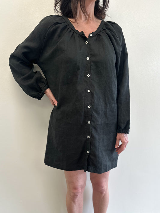 Linen Toss It On Dress | Black