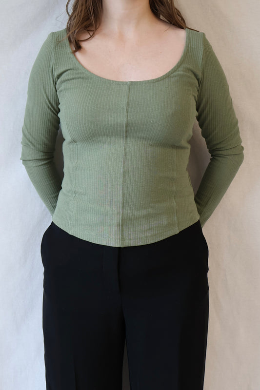 Nadia Boat Neck Top | Eucalyptus