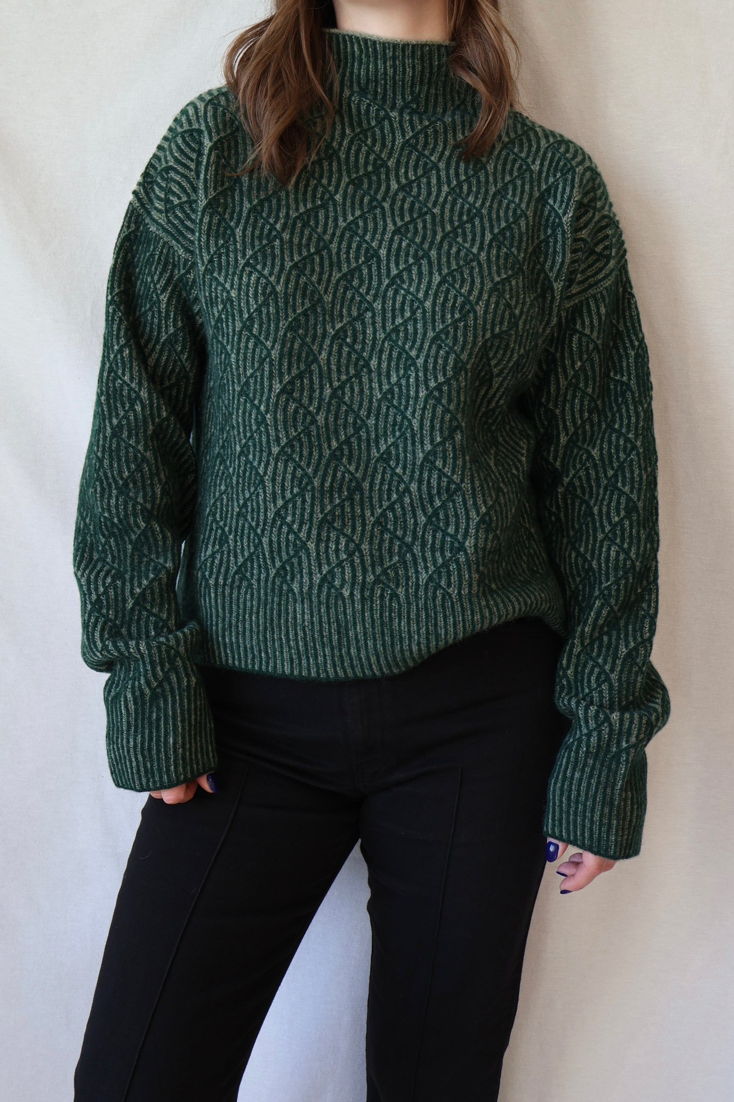 Zoya Two Tone Sweater | Dark Green