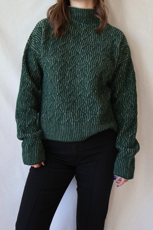 Zoya Two Tone Sweater | Dark Green