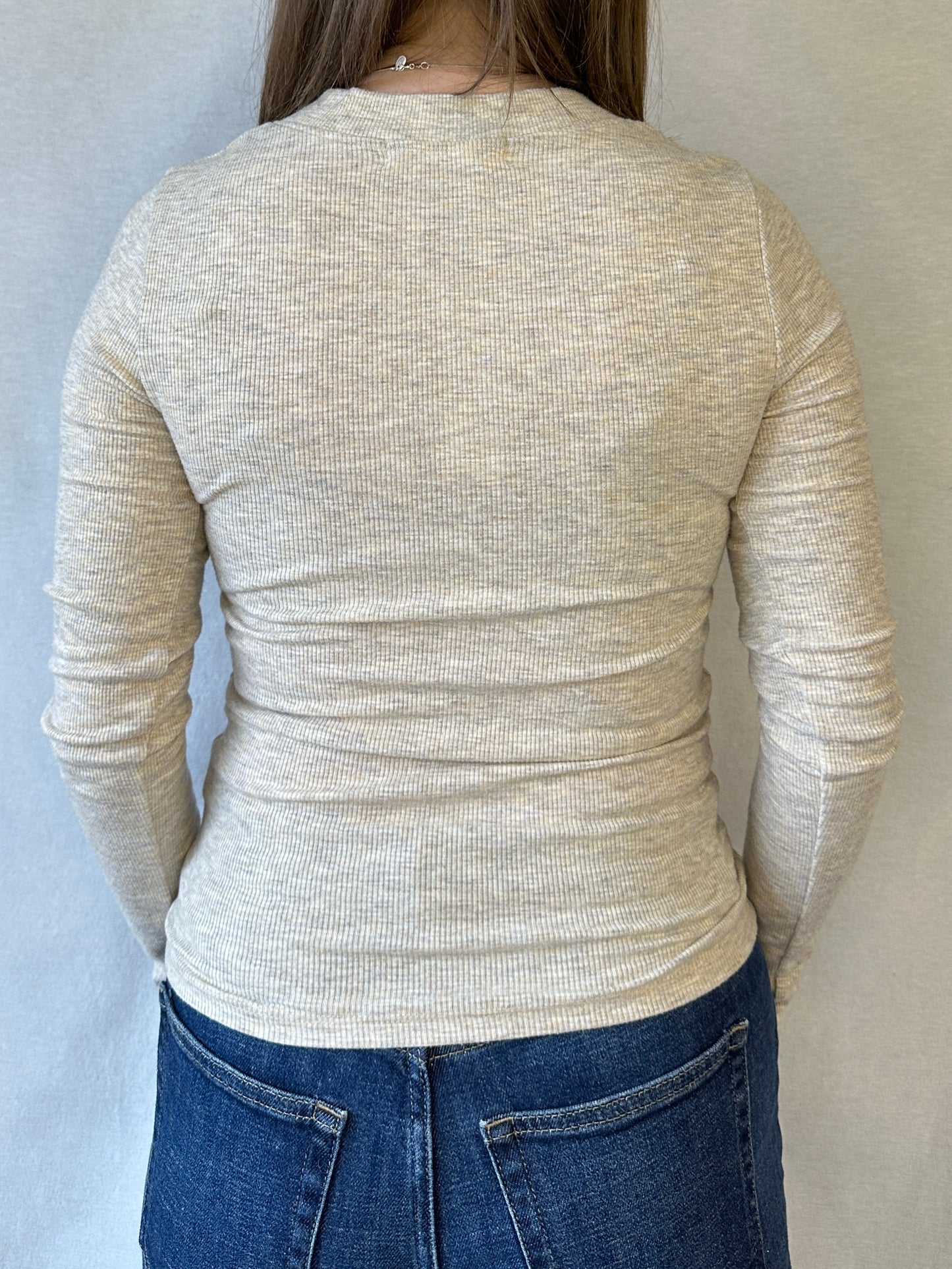 Viola Ribbed V-Neck | Oatmeal