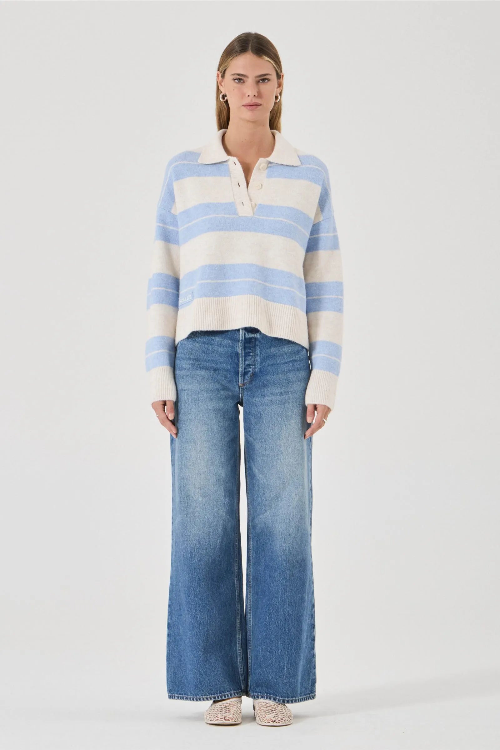 Sofia Polo Sweater | Blue Stripe