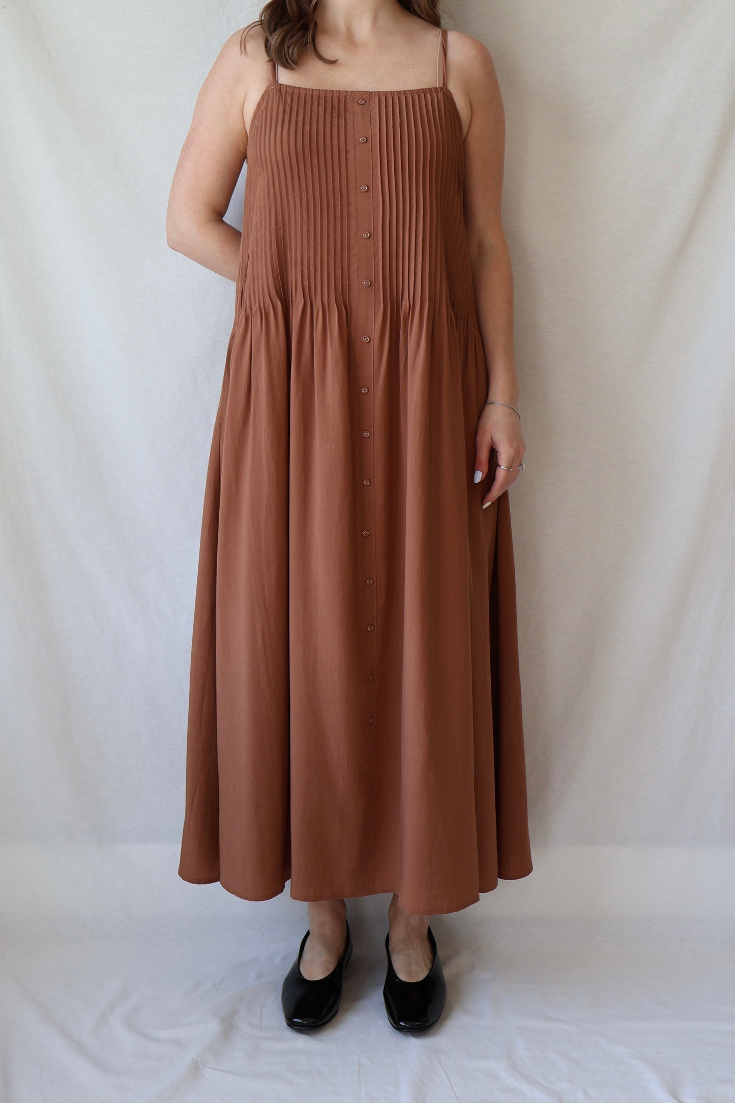 Pintuck Cami Dress | Latte