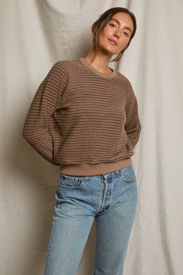 Alexi French Terry Crewneck | Mocha Stripe