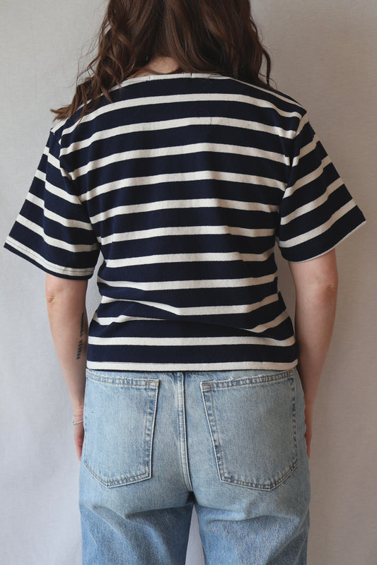 Sarah Boxy Tee | Navy Stripe