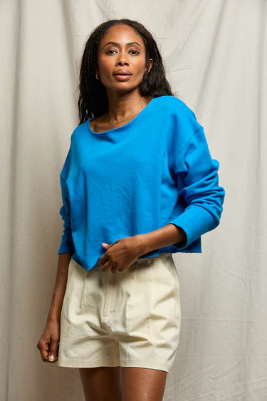 Briana Boat Neck Sweatshirt | Cobalt