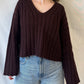 Cropped Rib Sweater | Plum