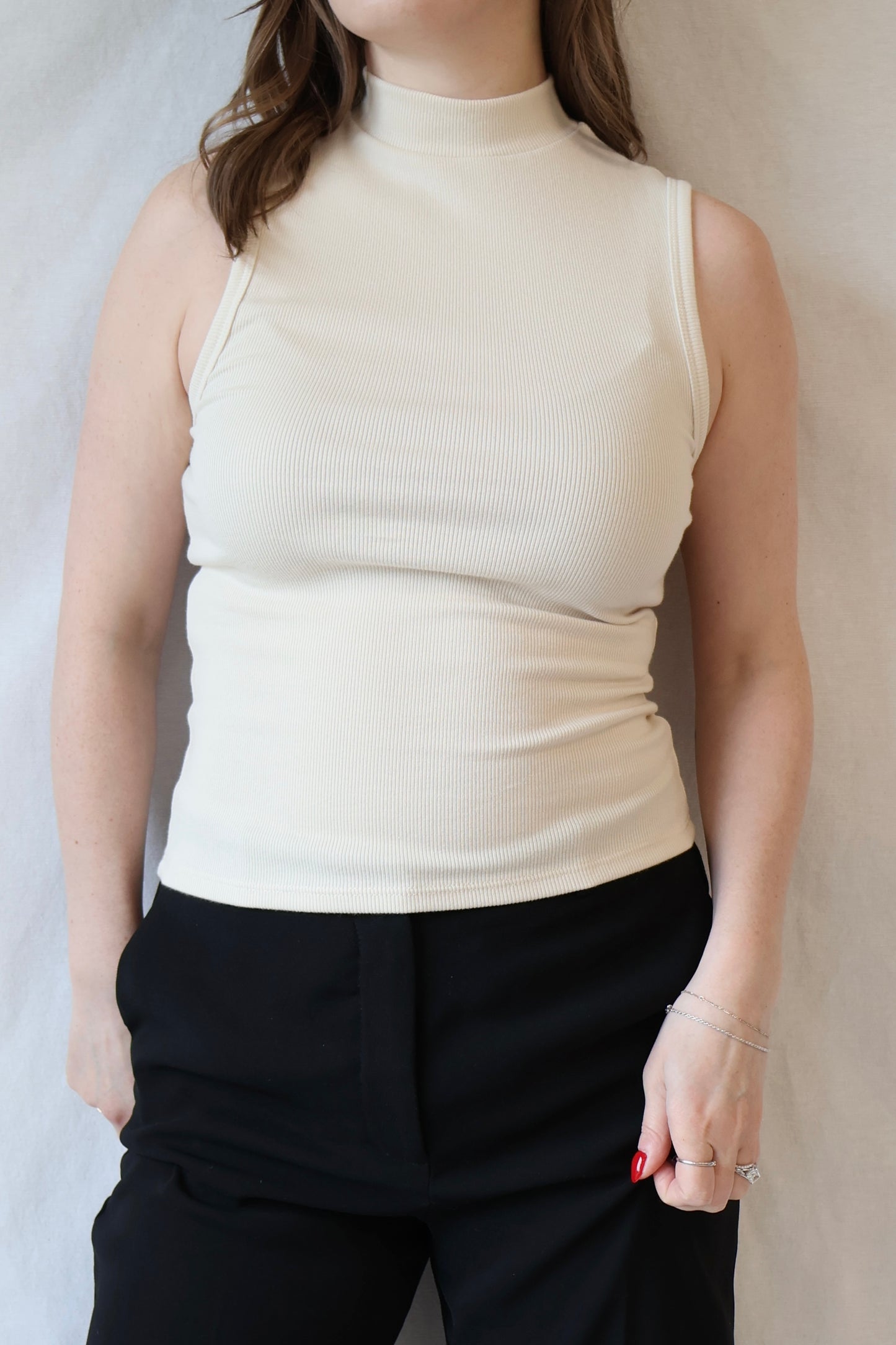 Mel Ribbed Mock Neck Tank | Sugar