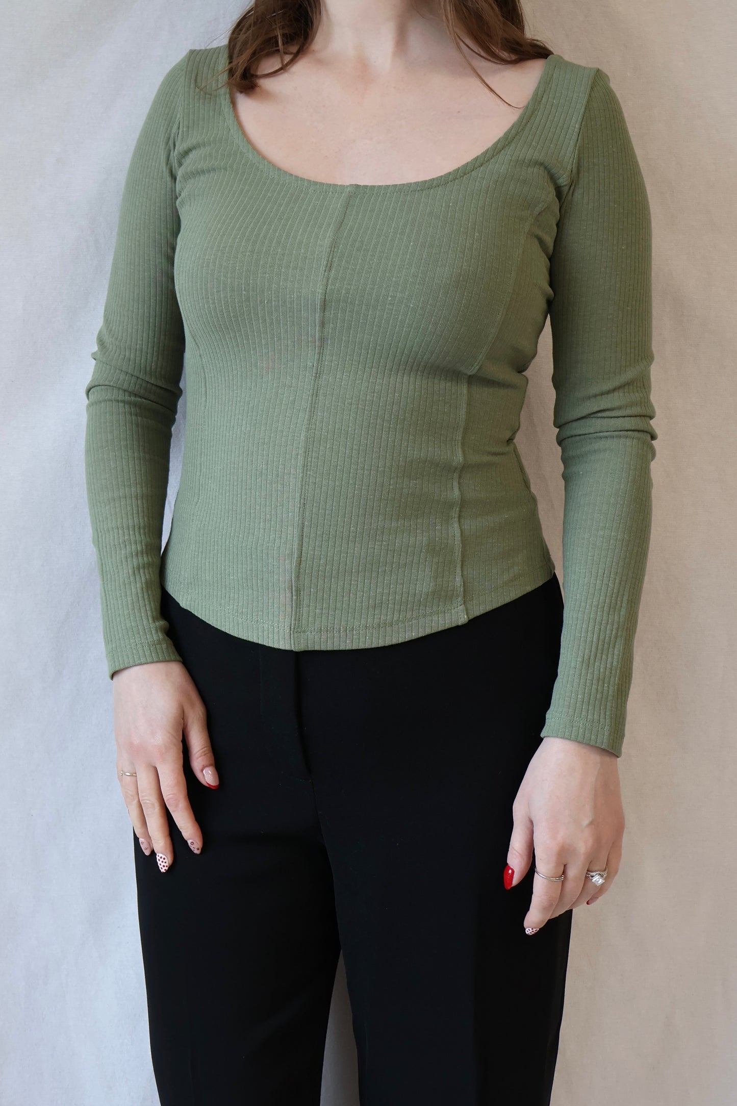 Nadia Boat Neck Top | Eucalyptus