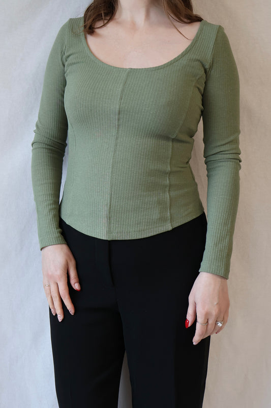 Nadia Boat Neck Top | Eucalyptus