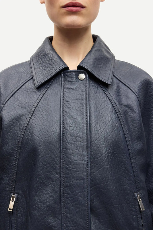 Sanula Leather Bomber | Asphalt
