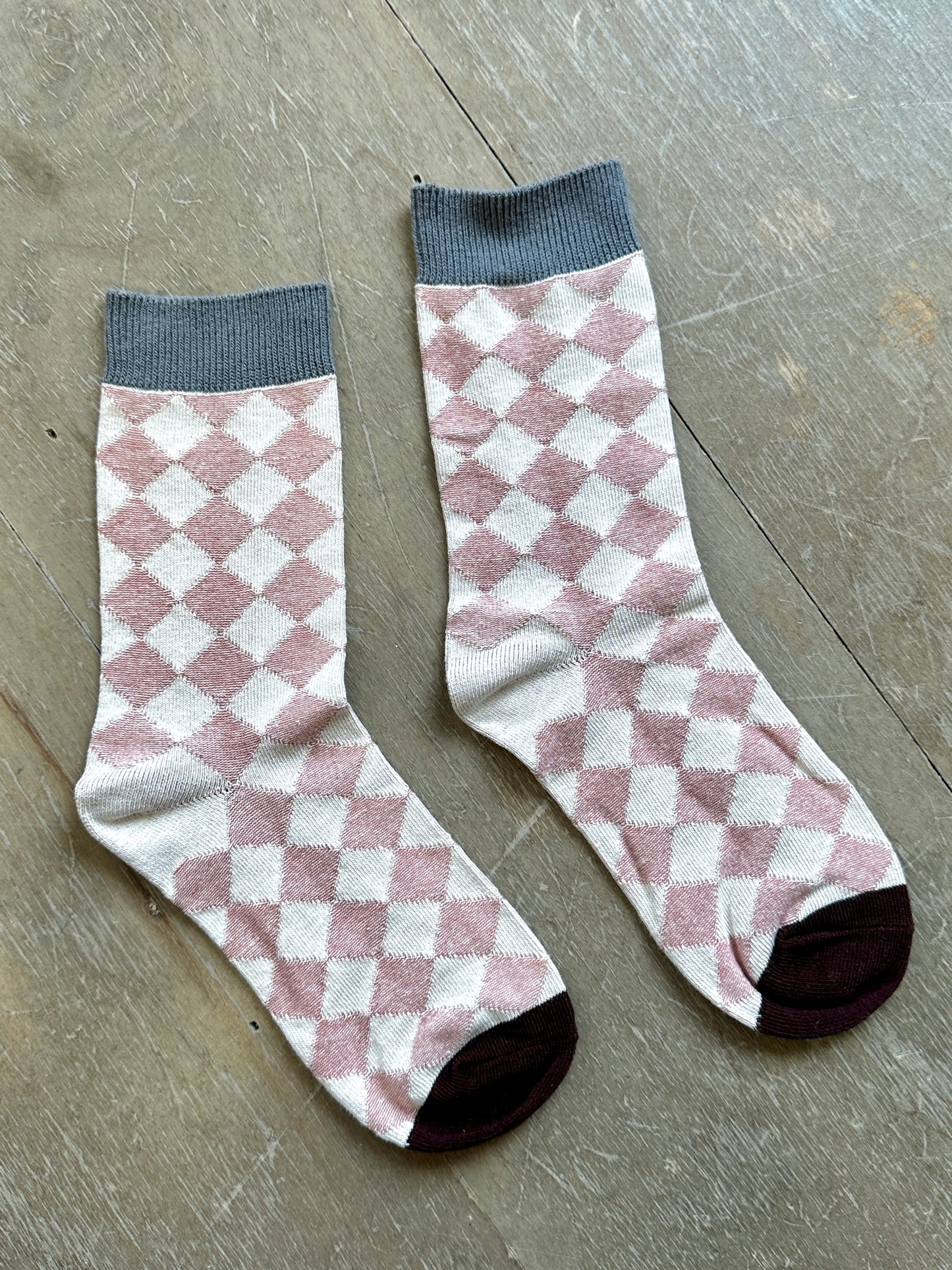 Dark Pink Retro Crew Socks