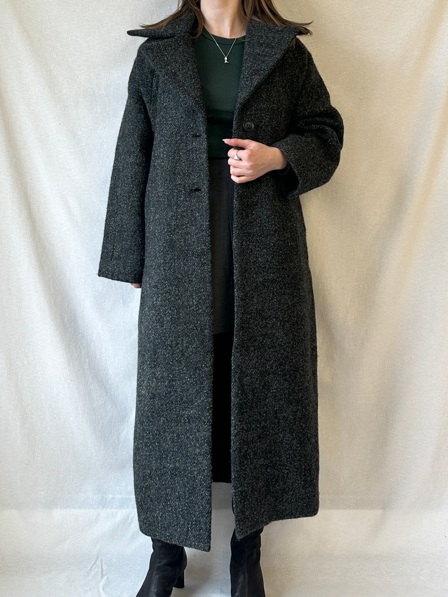 Wool Blend Maxi Coat | Dark Grey