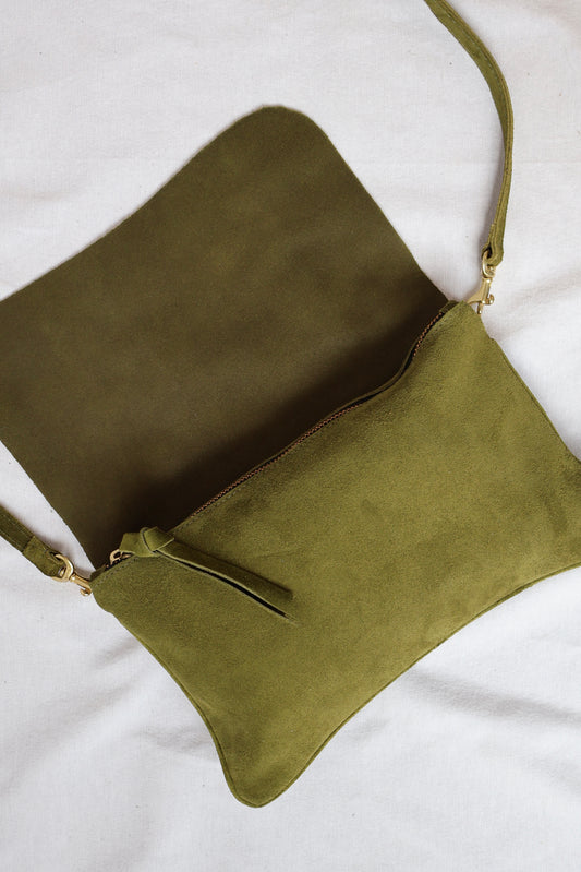 Cecilia Crossbody Clutch | Avocado Suede