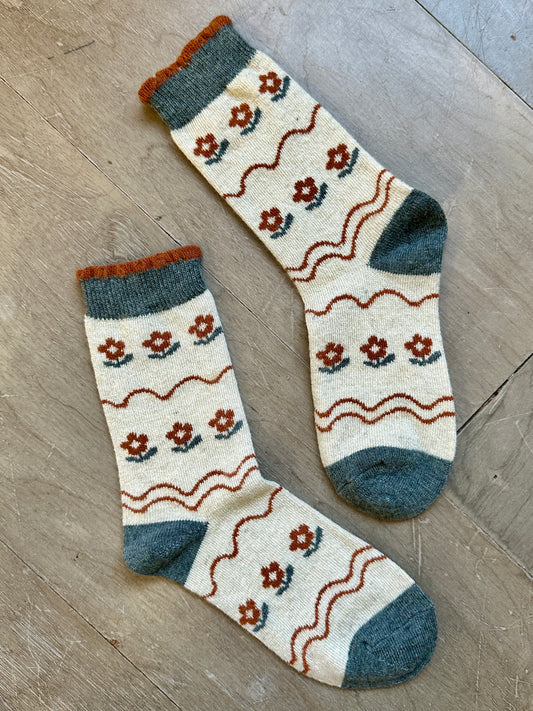 Floral Winter Wool Socks