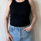 Elle Ribbed Tank | True Black