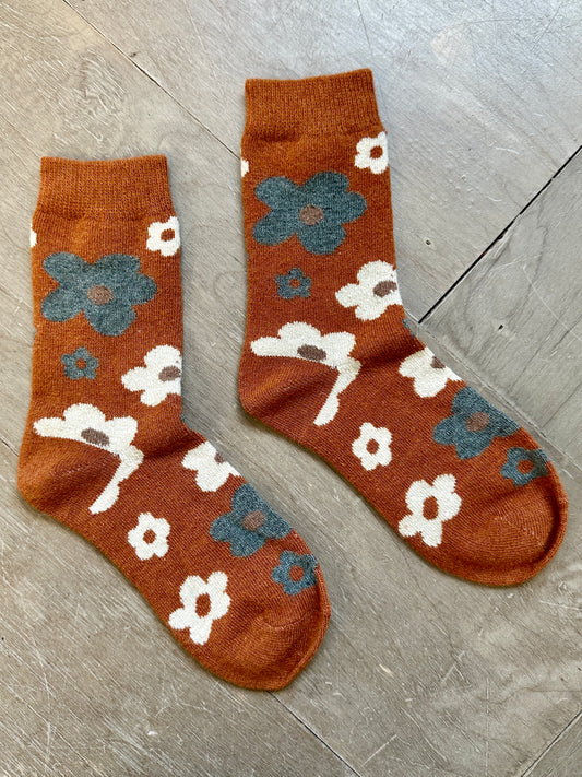 Floral Winter Wool Socks